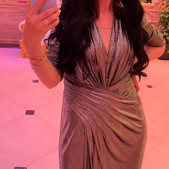 TADASH shoji metallic gray gown - Picture 3 of 3